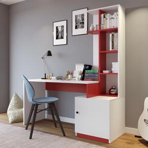 Hanah Home Písací stôl s regálom Masi biely/červený