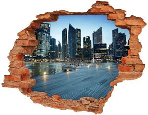 Nálepka 3D diera na stenu Singapur v noci nd-c-50961314