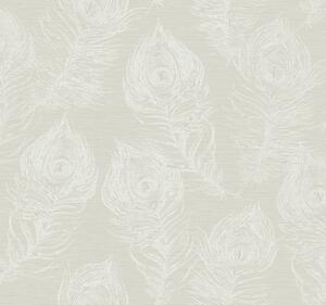 Sivo-biela vliesová tapeta s pávími perami, EV3944, Candice Olson Casual Elegance, York