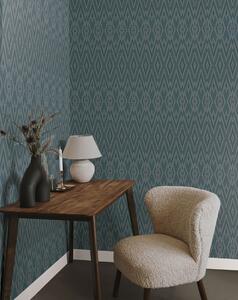 Modrá geometrická vliesová tapeta na stenu, EV3915, Candice Olson Casual Elegance, York