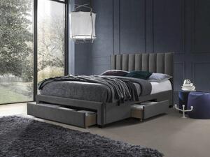 Čalúnená manželská posteľ Grace 160x200 s úložným priestorom - sivá