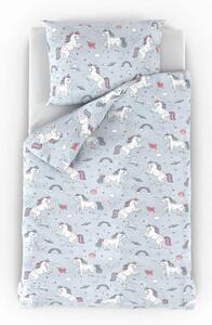 Kvalitex Bavlnené obliečky do detskej postieľky Unicorn sivá Bavlna, 90x135, 45x60 cm