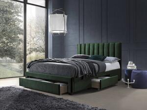 Čalúnená manželská posteľ Grace 160x200 s úložným priestorom - zelená
