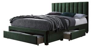 Čalúnená manželská posteľ Grace 160x200 s úložným priestorom - zelená