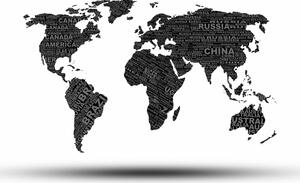 Samolepiaca tapeta čiernobiela mapa sveta