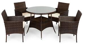 Garden Select Súprava ratanového záhradného nábytku - 4 stoličky, stôl so sklenenou doskou