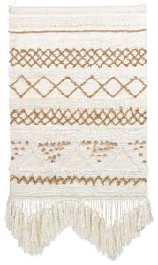 Závesná nástenná dekorácia béžová bavlnená ručne tkaná so strapcami boho dekorácia obývacia izba spálňa