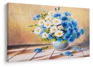 Maľovaný obraz vázy kvetín (90x60 cm)