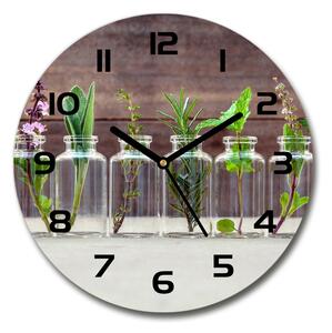 Sklenené hodiny okrúhle Rastliny v pohároch