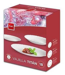 TORO Sada jedálnych tanierov "Titan", opálové sklo, 18 ks