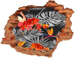 Samolepiaca nálepka na stenu Plameniaky a kvety