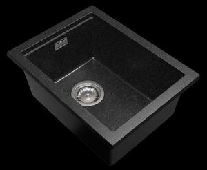 Gamma Decor 3850, 1-komorový granitový drez 380x500x207 mm, čierna škvrnitá, GMA-ZLE000167