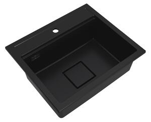 Gamma Quadro 5850, 1-komorový granitový drez 580x495x220 mm, čierna, GMA-ZLE000229