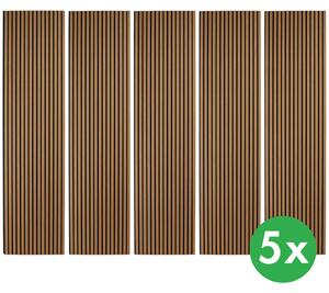 Drevený akustický panel, 2400 x 600 mm, B2BP012, balenie 5 ks, dub koňakový