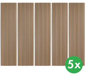 Drevený akustický panel, 2400 x 600 mm, B2BP004, balenie 5 ks, dub