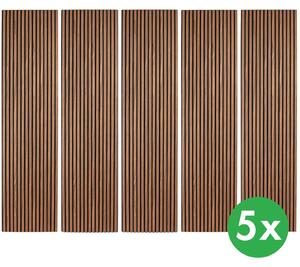 Drevený akustický panel, 2400 x 600 mm, B2BP010, balenie 5 ks, zlatý teak