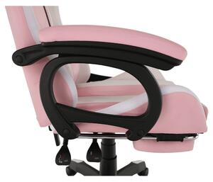 KONDELA Kancelárske/herné kreslo s RGB LED podsvietením, ružová/biela, JOVELA