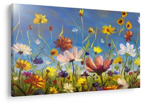 Maľovaný obraz rozkvitnutej lúky (90x60 cm)