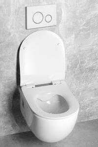 , Závesné WC BRILLA Rimless biela s podomietkovou nádržkou a tlačidlom Schwab, biela, 100614-SET5