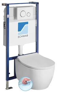 Závesné WC SENTIMENTI Rimless s podomietkovou nádržkou a tlačidlom Schwab, biela