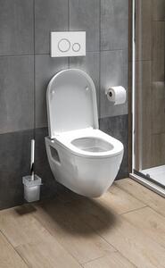Sapho, závesné WC NERA s podomietkovou nádržkou a tlačidlom Schwab, biela, NS952-SET5