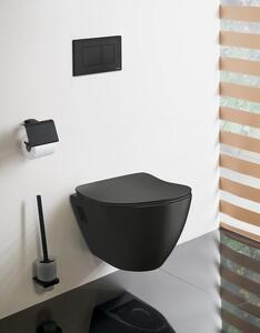 Sapho, závesné WC PAULA s podomietkovou nádržkou a tlačidlom Schwab, čierna matná, TP325-51SM-SET5
