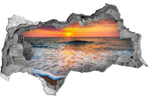 Diera 3D v stene nálepka Západ slnka nad morom