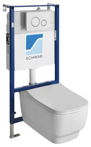 Závesné WC BELLO Rimless s podomietkovou nádržkou a tlačidlom Schwab, biela
