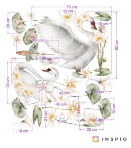 INSPIO-textilná prelepiteľná nálepka - Nálepky na stenu - Labute so zajačikmi