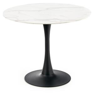 Halmar AMBROSIO okrúhly stôl, doska - mramor, noha - čierna - NA SKLADE!