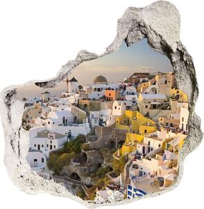 Nálepka 3D diera betón Santorini, grécko nd-p-99648927