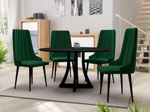 Okrúhly stôl Dagerto FI 100 so 4 stoličkami ST93 03, Farby: biely lesk / čierny lesk, Potah: Magic Velvet 2225 Mirjan24 5903211161902