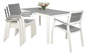 Záhradný nábytok Keter Harmony set stôl + 4 stoličky biela/svetlošedá
