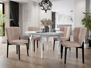 Okrúhly rozkladací stôl so 4 stoličkami ST106 08, Farby: čierny, Farby:: biely lesk, Potah: Magic Velvet 2258 Mirjan24 5903211307508