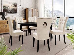 Rozkladací stôl 140x80 so 6 stoličkami ST67, Farby: čierny, Farby: biela, Potah: Magic Velvet 2217 Mirjan24 5903211163333