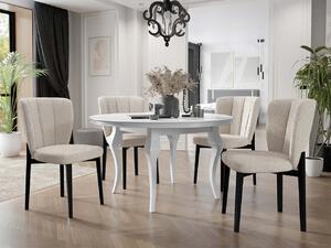 Okrúhly rozkladací stôl so 4 stoličkami ST106 08, Farby: čierny, Dostupné poťahy: Baloo 2074, Farby:: biely lesk Mirjan24 5903211163166