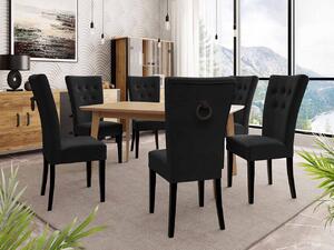 Rozkladací stôl 140x80 so 6 stoličkami ST67, Farby: natura, Farby: čierny, Potah: Magic Velvet 2219 Mirjan24 5903211163623