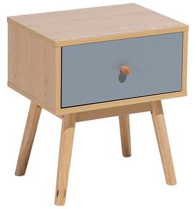 Nočný stolík svetlé drevo farba sivá drevotrieska MDF doska guma drevo guma drevo 45 x 40 x 30 cm moderná štýlová 1 zásuvková spálňa