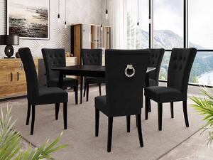Rozkladací stôl 140x80 so 6 stoličkami ST67, Farby: čierny, Farby: chrom, Potah: Magic Velvet 2219 Mirjan24 5903211163531