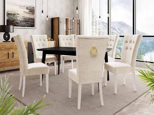 Rozkladací stôl 140x80 so 6 stoličkami ST67, Farby: čierny, Farby: biela, Farby: zlatý, Potah: Magic Velvet 2250 Mirjan24 5903211163326