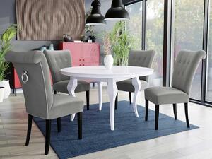 Stôl Julia FI 100 so 4 stoličkami ST65, Farby: čierny, Farby: chrom, Farby:: biely lesk, Potah: Magic Velvet 2217 Mirjan24 5903211164149