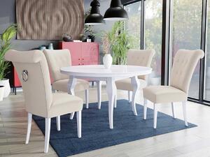 Stôl Julia FI 100 so 4 stoličkami ST65, Farby: biela, Farby: zlatý, Farby:: biely lesk, Potah: Magic Velvet 2225 Mirjan24 5903211163999