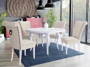 Stôl Julia FI 100 so 4 stoličkami ST65, Farby: biela, Farby: čierny, Farby:: biely lesk, Potah: Magic Velvet 2250 Mirjan24 5903211164262