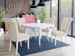 Stôl Julia FI 100 so 4 stoličkami ST65, Farby: biela, Farby: zlatý, Farby:: biely lesk, Potah: Magic Velvet 2250 Mirjan24 5903211164217