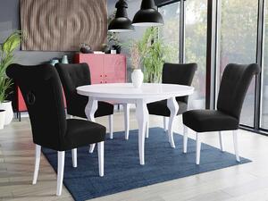 Stôl Julia FI 100 so 4 stoličkami ST65, Farby: biela, Farby: čierny, Farby:: biely lesk, Potah: Magic Velvet 2219 Mirjan24 5903211164071