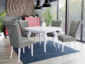 Stôl Julia FI 100 so 4 stoličkami ST65, Farby: biela, Farby: čierny, Farby:: biely lesk, Potah: Magic Velvet 2258 Mirjan24 5903211164095