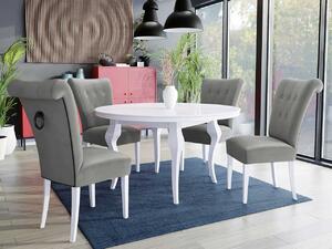 Stôl Julia FI 100 so 4 stoličkami ST65, Farby: biela, Farby: čierny, Farby:: biely lesk, Potah: Magic Velvet 2217 Mirjan24 5903211164224