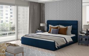 Drevko Čalúnená posteľ s úložným priestorom Caramel - Monolith 77 - 200 x 200 cm, Modrá