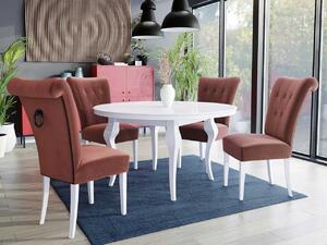Stôl Julia FI 100 so 4 stoličkami ST65, Farby: biela, Farby: čierny, Farby:: biely lesk, Potah: Magic Velvet 2250 Mirjan24 5903211164262