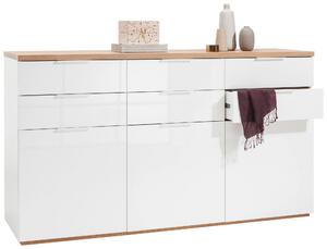 ŠIROKÁ KOMODA, farba duba, biela s vysokým leskom, 180/102/50 cm Carryhome - Komody